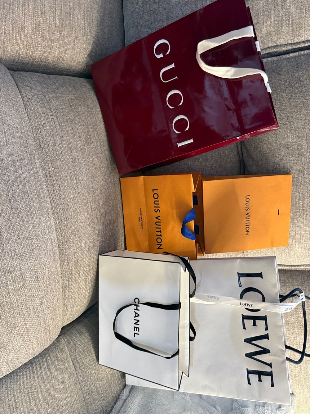 Louis Vuitton Orange and Blue Shopping Bags with Designer Assortment
